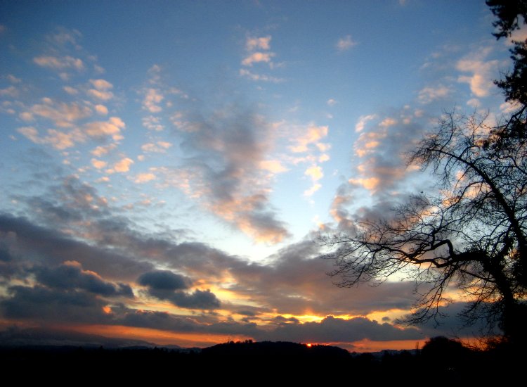 Reiki - Vue depuis lieu de stage Fribourg - Coucher de soleil direction ouest Reiki-Fribourg - Coucher de soleil ouest